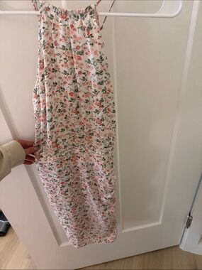 Abercrombie Floral Slip Dress in Cream with Pink & Green Print
